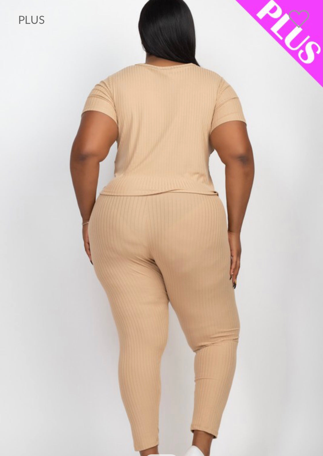 Plus-size Short Sleeve Top & Leggings Set