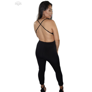 Black Crisscross Opened Back Jumpsuit back view