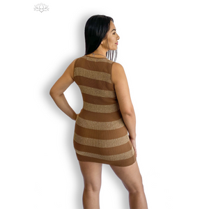 Stripe Glitter Print Bodycon Pencil Dress back view