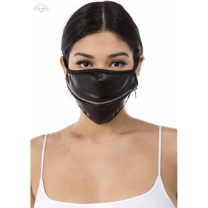 Unisex PU Leather Half Face Mask with Zipped Mouth front